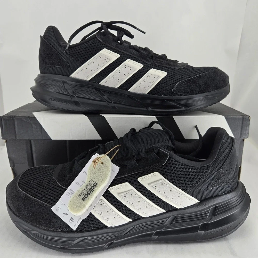 Adidas Astrastar Mens Running Shoes Black White JP5938 Size 12 Cloudfoam New